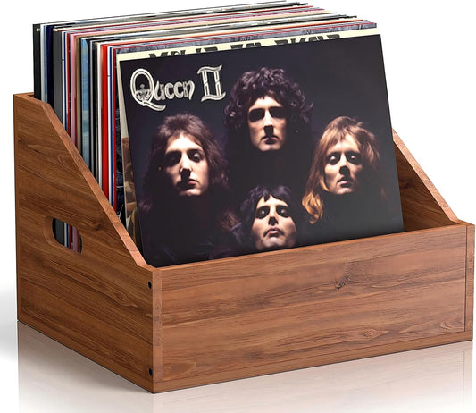 WooOrganix Vinyl Record Storage for 60+ LPs, Retro & Durable Record Holder, Album Storage for Home Decor and Collectible Display
