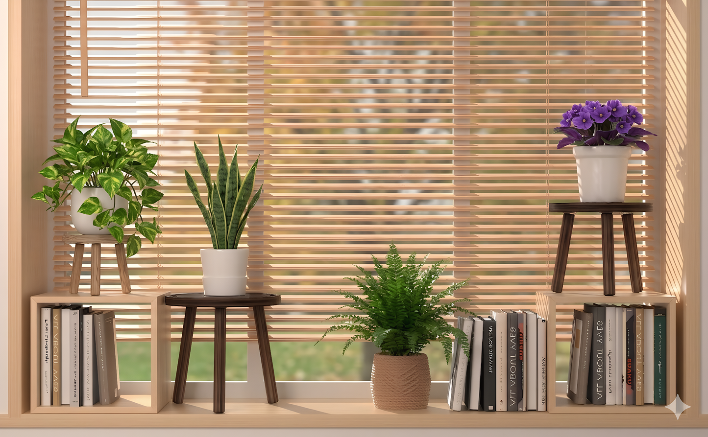3-Pack Wood Plant Stands Indoor, Single Plant Stand for 6-12 Inch Pots, Mid-Century Modern Plant Stool, Tall Plant Stand for Large Plants for Living Room, Balcony, Office