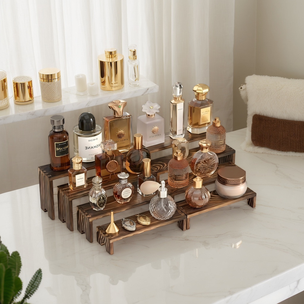 Vecxoty 2 Set Wooden Tiered Risers Display Stands for Vendor Events,Stackable Wooden Cupcake Display Stand,Farmhouse Decor Wood Dessert Table Display Set,Vendor Booth Display Items,Food Display Risers for Party（12-11.2-10.4-9.6IN）