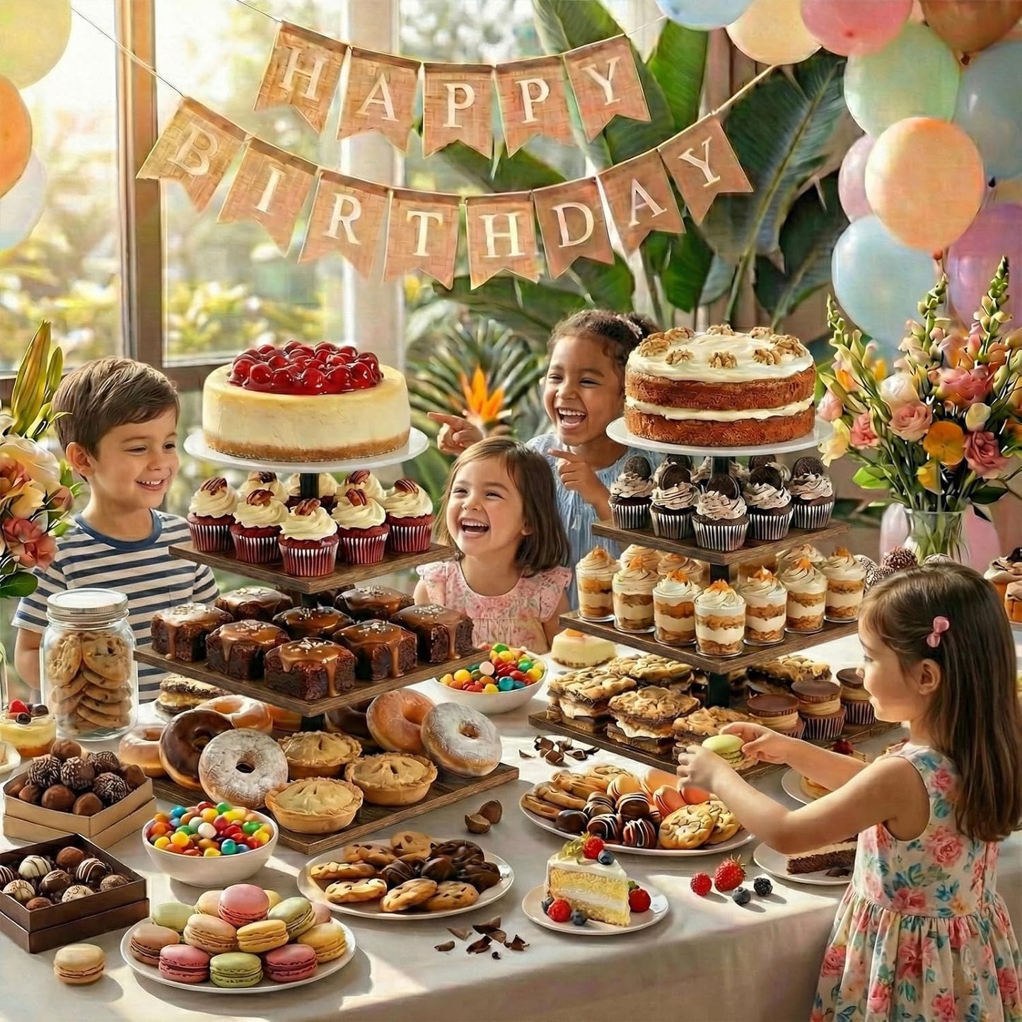 WooOrganix 4 Tier Cupcake Stand for 50 Cupcakes, Wooden Cupcake Tower,Tired Trey Stand for Weddings, Birthdays,Parties Events