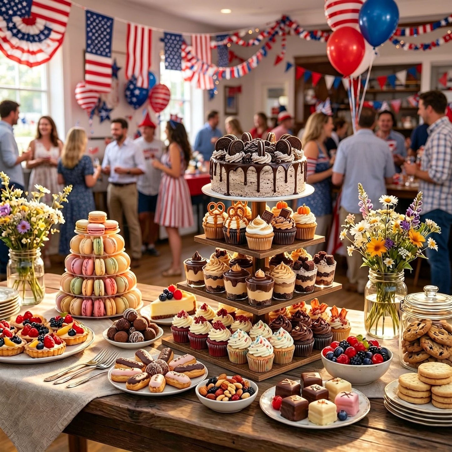 WooOrganix 4 Tier Cupcake Stand for 50 Cupcakes, Wooden Cupcake Tower,Tired Trey Stand for Weddings, Birthdays,Parties Events